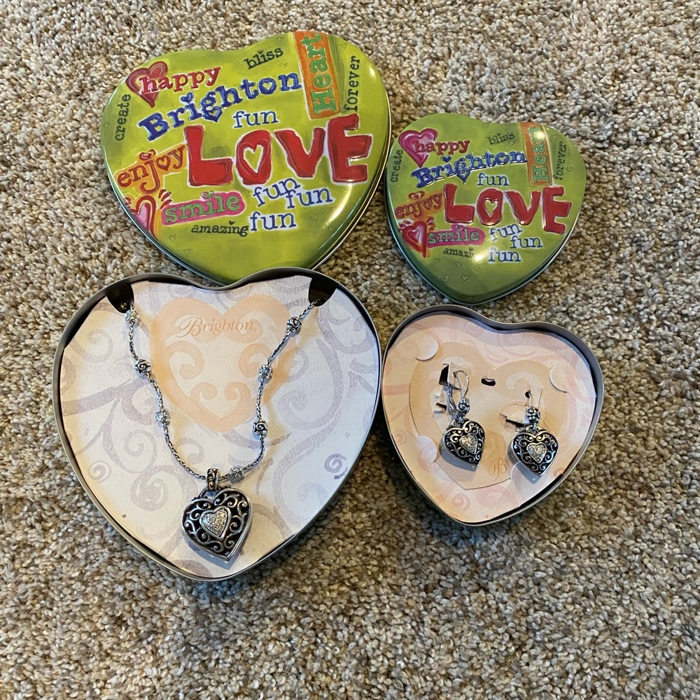 Brighton Reno Heart Earrings and Necklace set